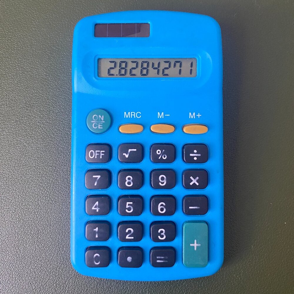 Light Blue Handheld Calculator – Compact & Functional